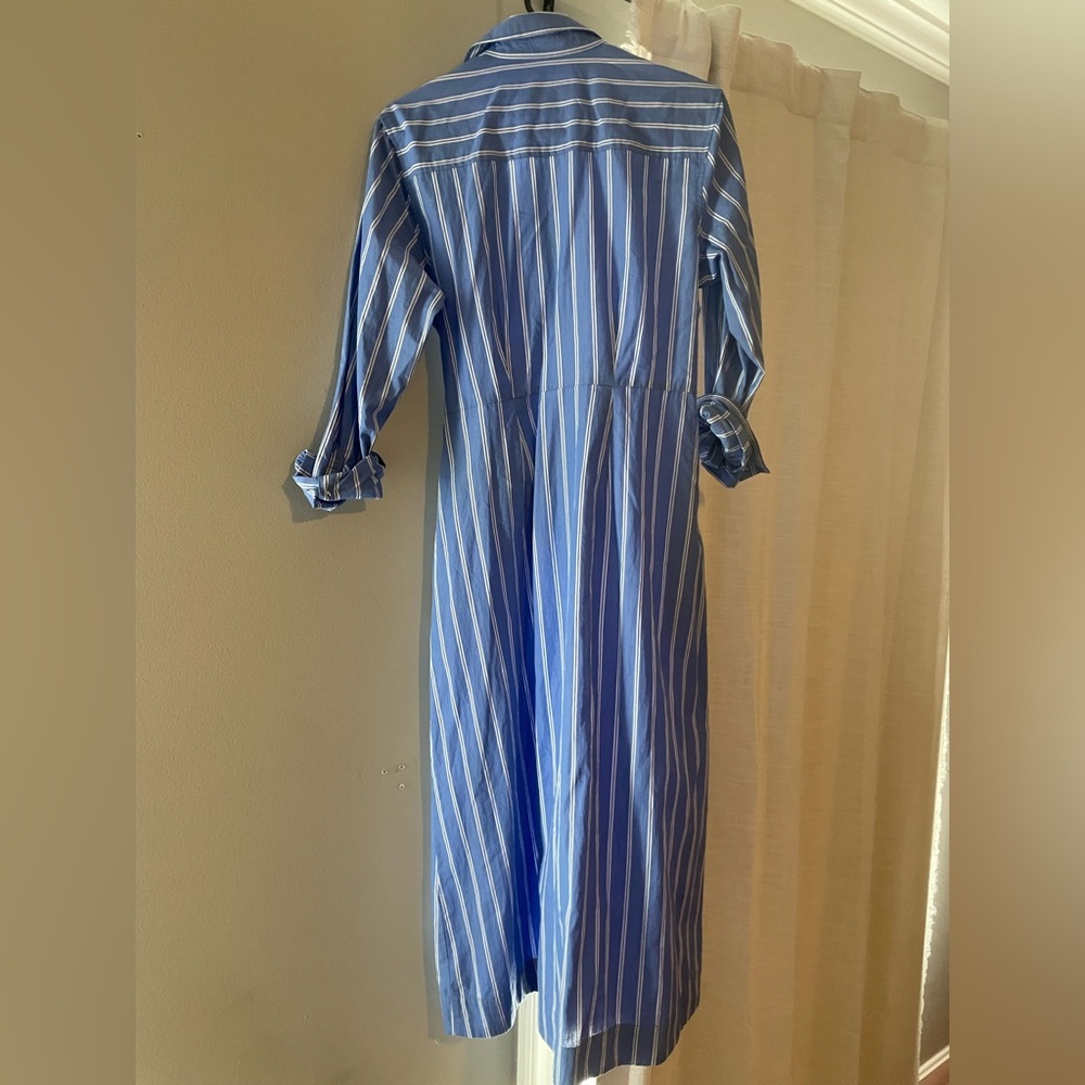 Universal Thread Blue Striped Button-Front Shirt Dress with Tie Waist - Picture 2 of 6